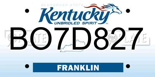 BO7D827 Kentucky License Plate