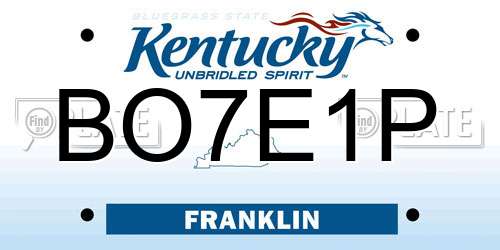 BO7E1P Kentucky License Plate