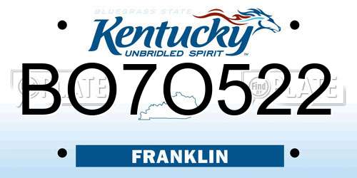 BO7O522 Kentucky License Plate