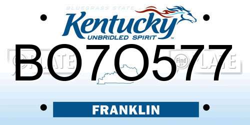 BO7O577 Kentucky License Plate