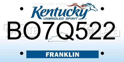 BO7Q522 Kentucky License Plate