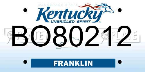 BO80212 Kentucky License Plate