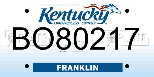 BO80217 Kentucky License Plate