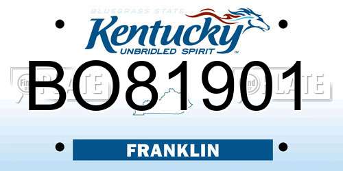 BO81901 Kentucky License Plate