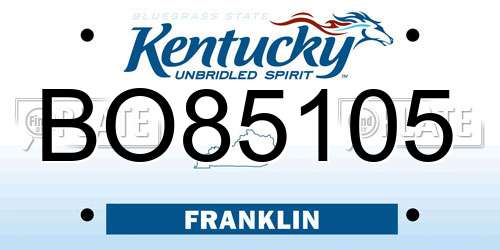 BO85105 Kentucky License Plate