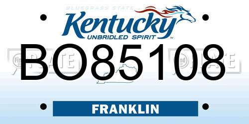 BO85108 Kentucky License Plate