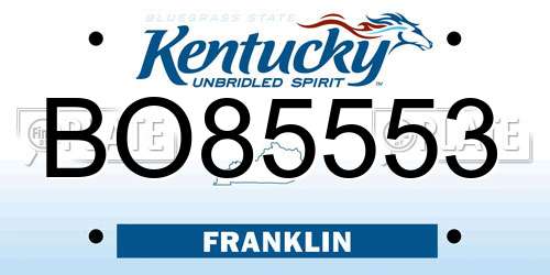 BO85553 Kentucky License Plate