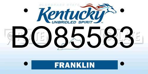 BO85583 Kentucky License Plate