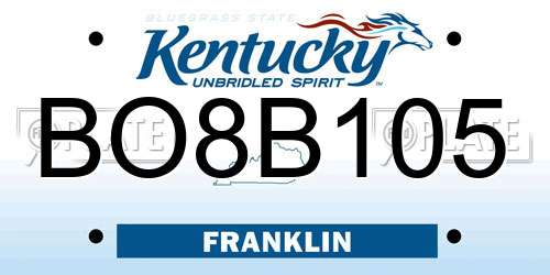 BO8B105 Kentucky License Plate