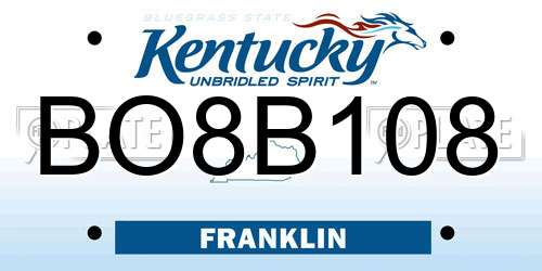 BO8B108 Kentucky License Plate