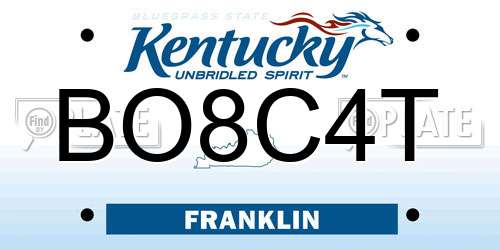 BO8C4T Kentucky License Plate