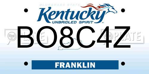 BO8C4Z Kentucky License Plate