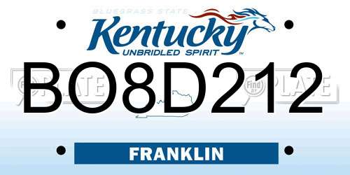 BO8D212 Kentucky License Plate