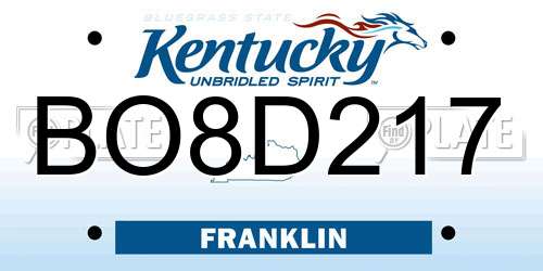 BO8D217 Kentucky License Plate