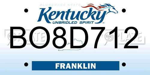 BO8D712 Kentucky License Plate