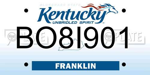BO8I901 Kentucky License Plate