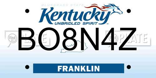 BO8N4Z Kentucky License Plate