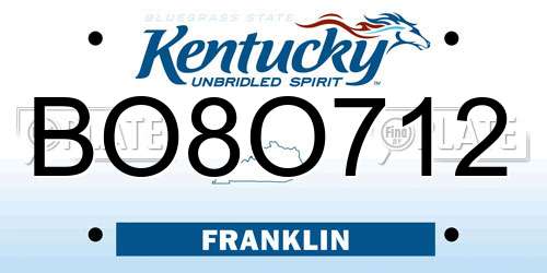 BO8O712 Kentucky License Plate