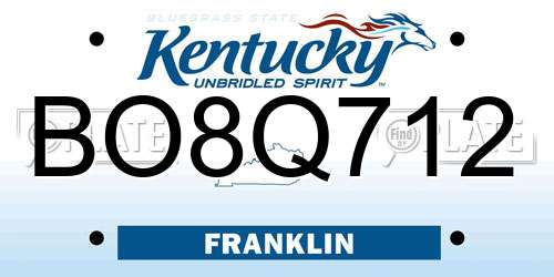 BO8Q712 Kentucky License Plate