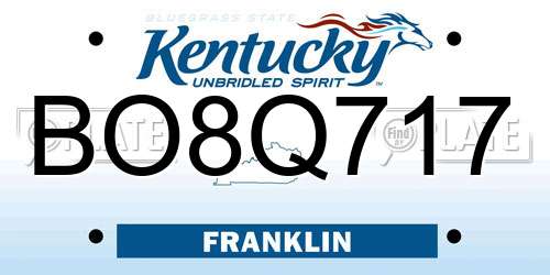 BO8Q717 Kentucky License Plate
