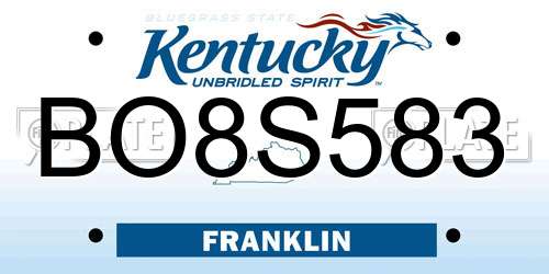 BO8S583 Kentucky License Plate