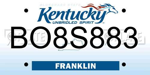 BO8S883 Kentucky License Plate