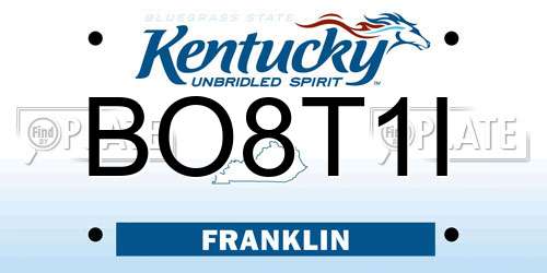 BO8T1I Kentucky License Plate