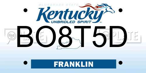 BO8T5D Kentucky License Plate