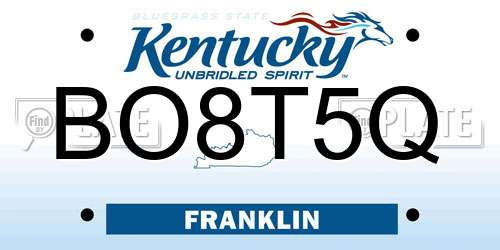 BO8T5Q Kentucky License Plate