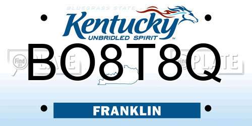 BO8T8Q Kentucky License Plate