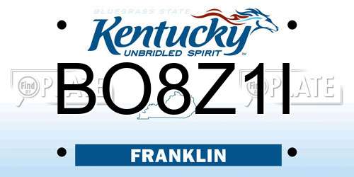 BO8Z1I Kentucky License Plate