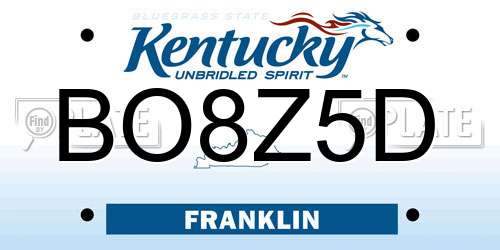 BO8Z5D Kentucky License Plate