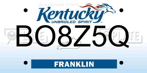 BO8Z5Q Kentucky License Plate