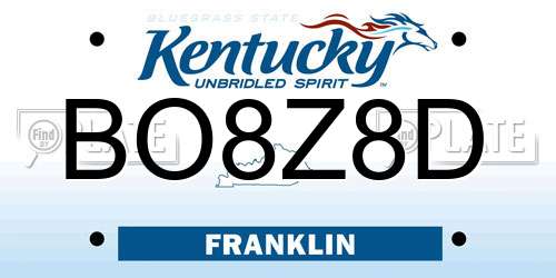 BO8Z8D Kentucky License Plate