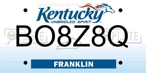 BO8Z8Q Kentucky License Plate