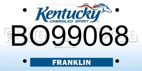 BO99068 Kentucky License Plate