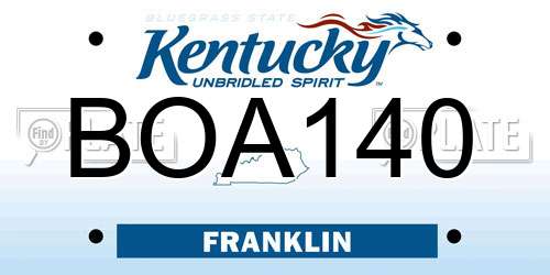 BOA140 Kentucky License Plate