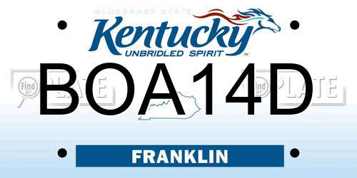 BOA14D Kentucky License Plate