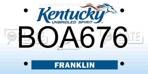 BOA676 Kentucky License Plate
