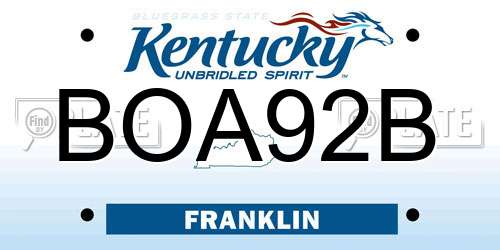 BOA92B Kentucky License Plate