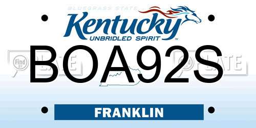 BOA92S Kentucky License Plate