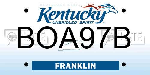 BOA97B Kentucky License Plate