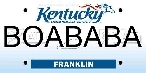 BOABABA Kentucky License Plate
