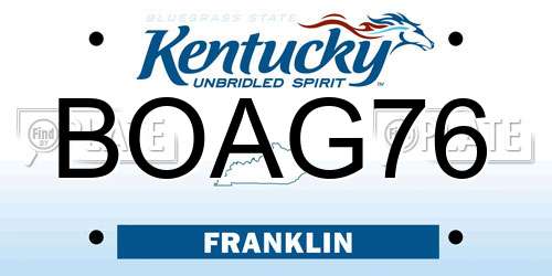 BOAG76 Kentucky License Plate