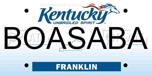 BOASABA Kentucky License Plate