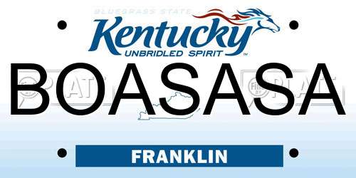 BOASASA Kentucky License Plate