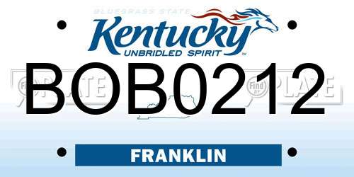 BOB0212 Kentucky License Plate