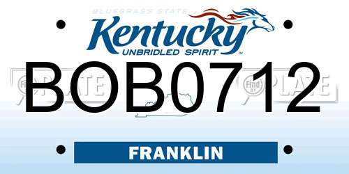 BOB0712 Kentucky License Plate
