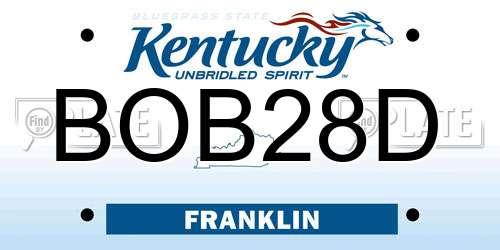 BOB28D Kentucky License Plate