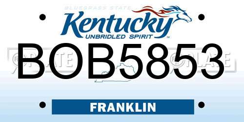 BOB5853 Kentucky License Plate